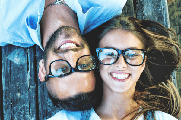 Portrait of a couple wearing glasses