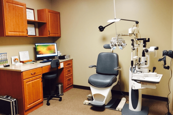 Inside view of Five Parks Vision and Eye Care exam room